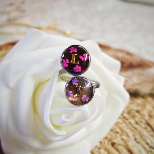 Bague en acier inoxydable, bijou en résine peut contenir lait maternel, mèche de cheveux, poils/ cendres d'animaux.